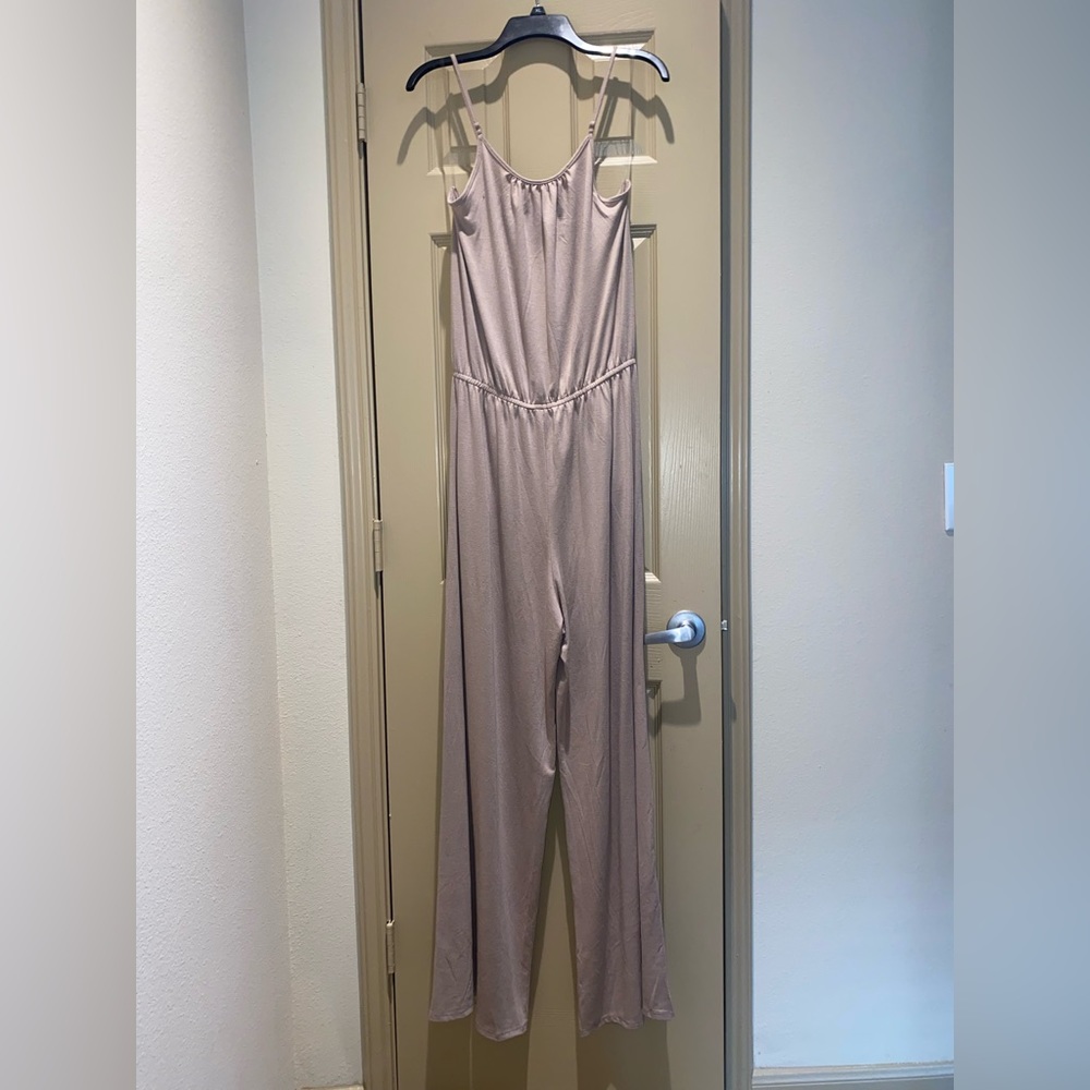 Zenana Premium Wide Leg Jumpsuit Tan Size XL - Picture 4 of 8